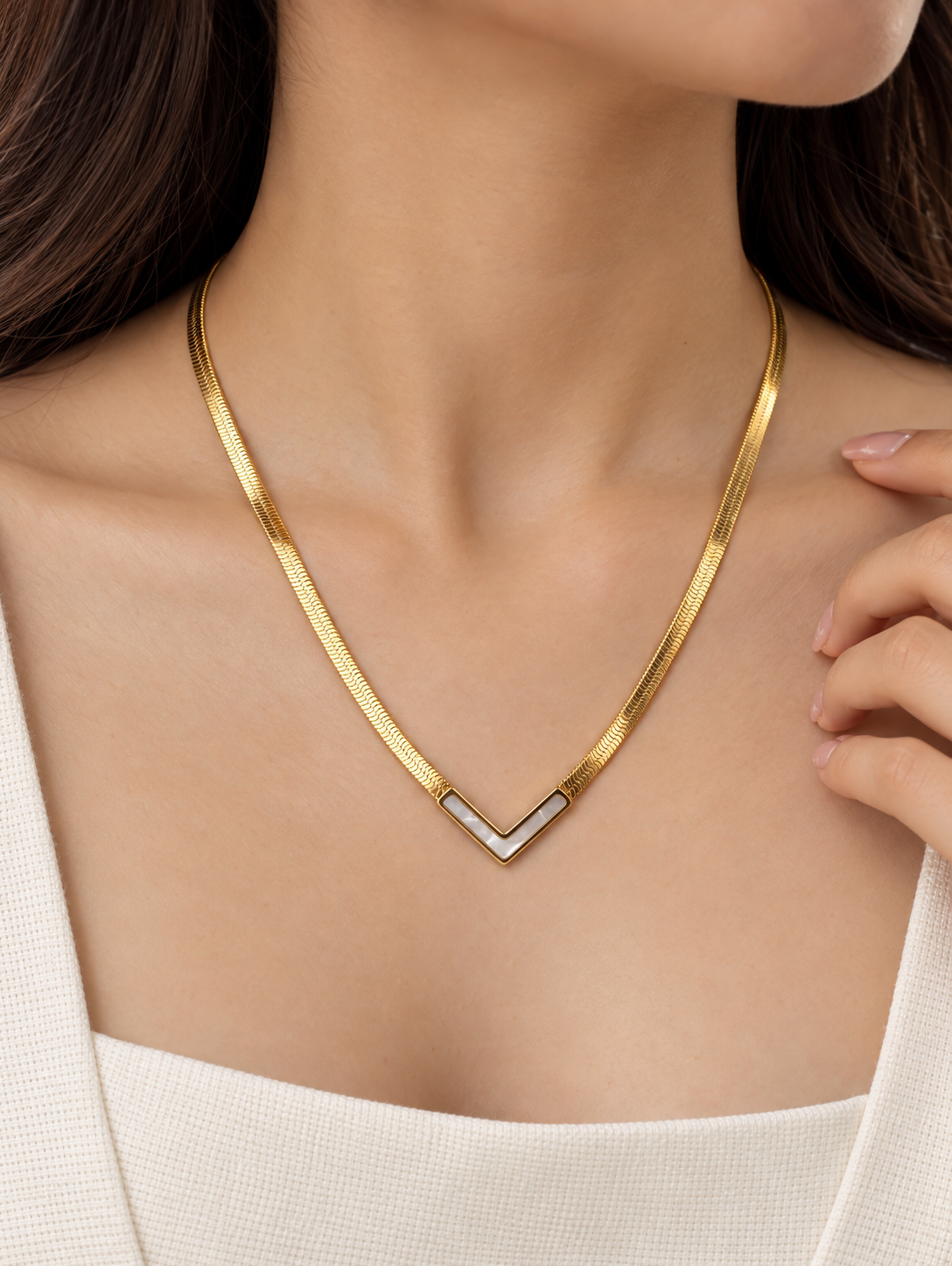 V-Shape Gold Snake Chain Necklace