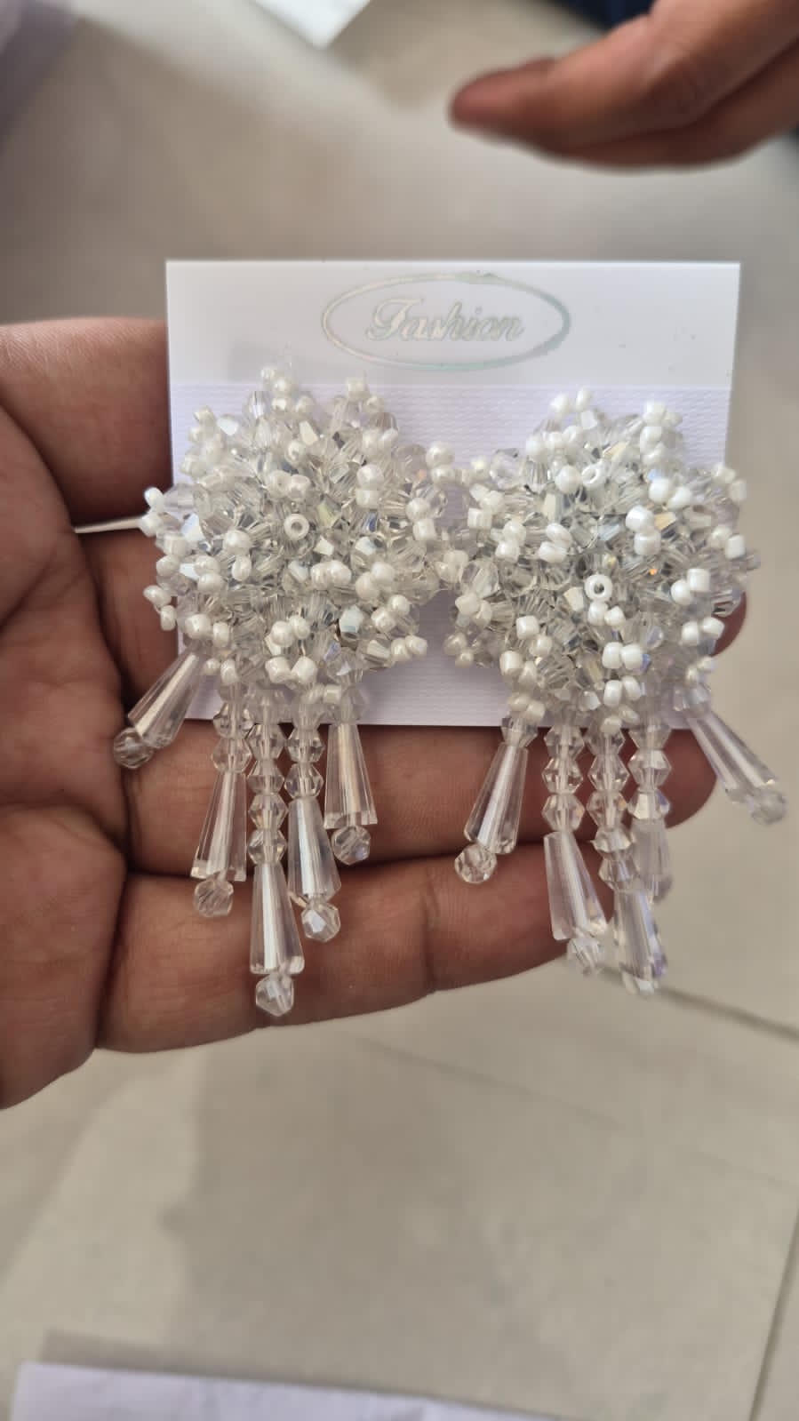 Premium white Crystal Pearl Cluster Drop Earrings