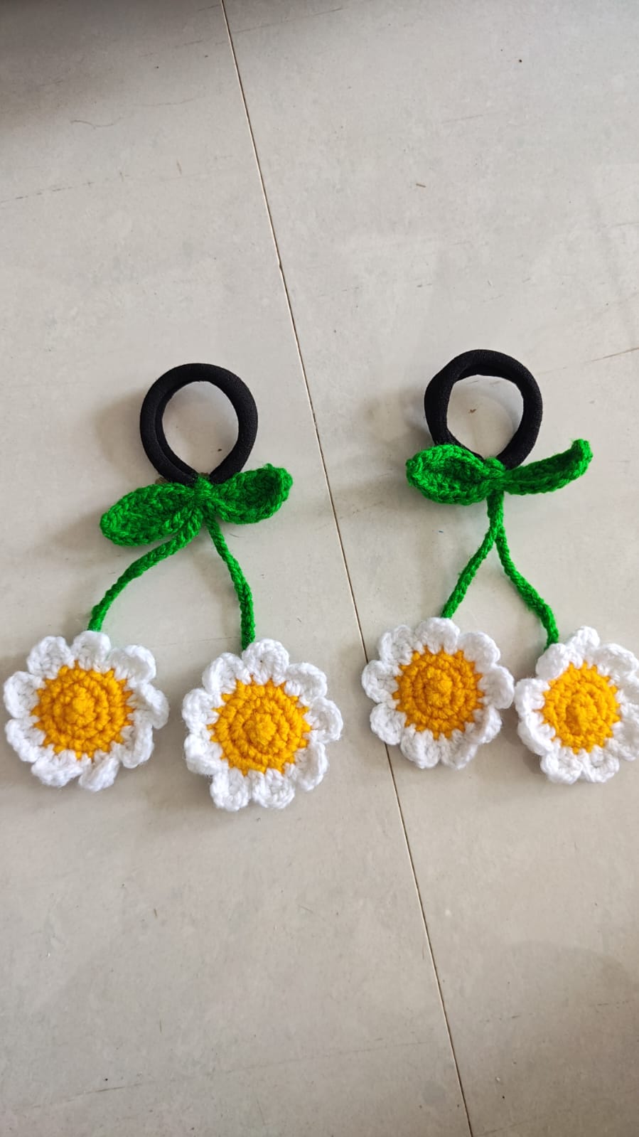 Set of 2 pcs Handmade Crochet Daisy Hair Tie