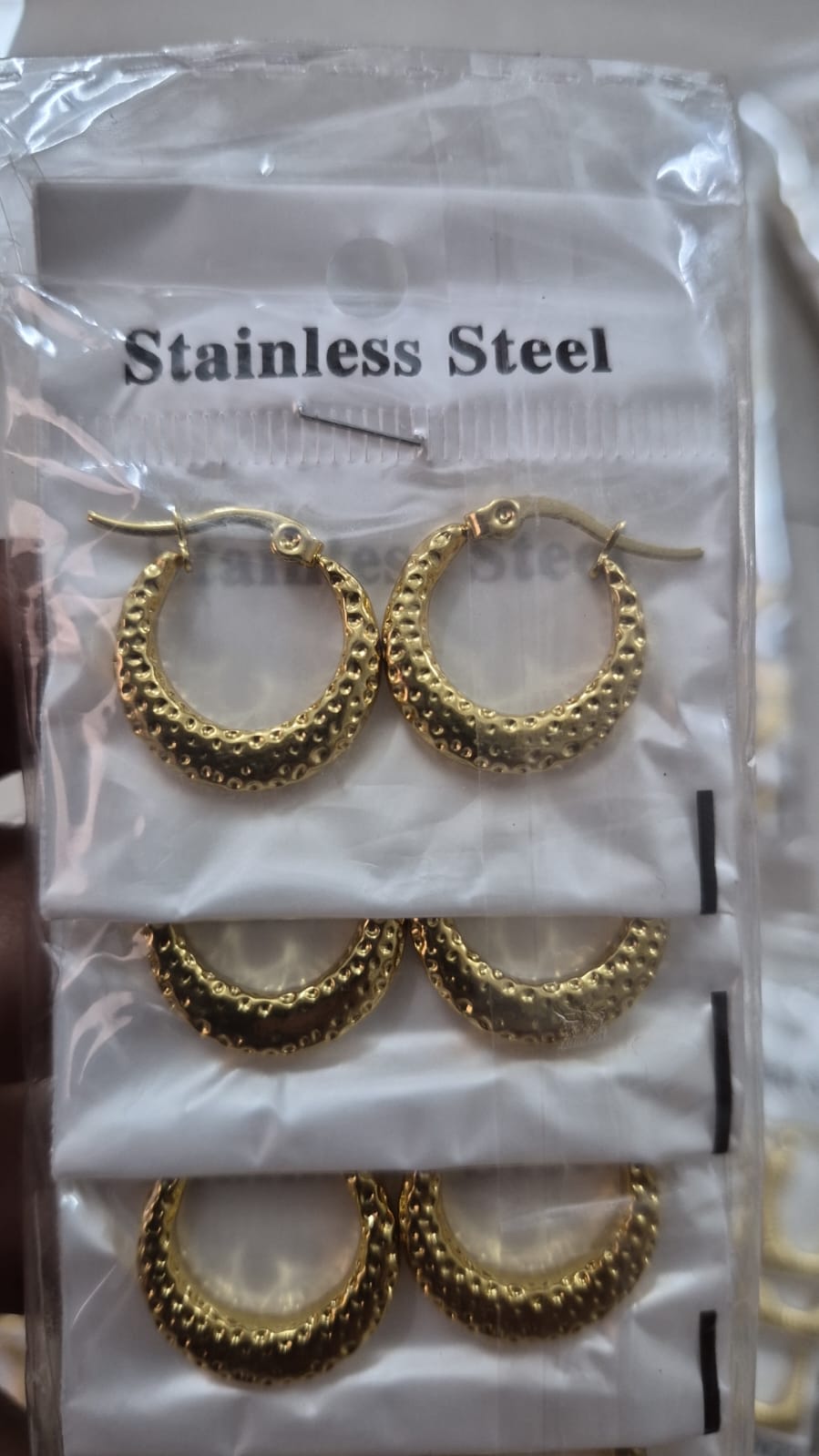 hammered texture stainless steel hoop earring