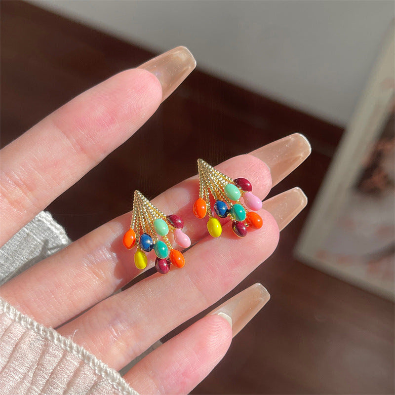 gold-plated colorful balloon cluster stud earring