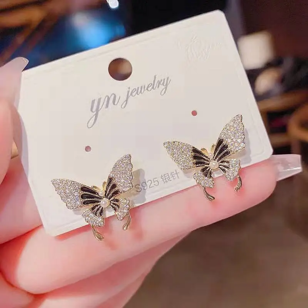 Korean Black Butterfly Earring