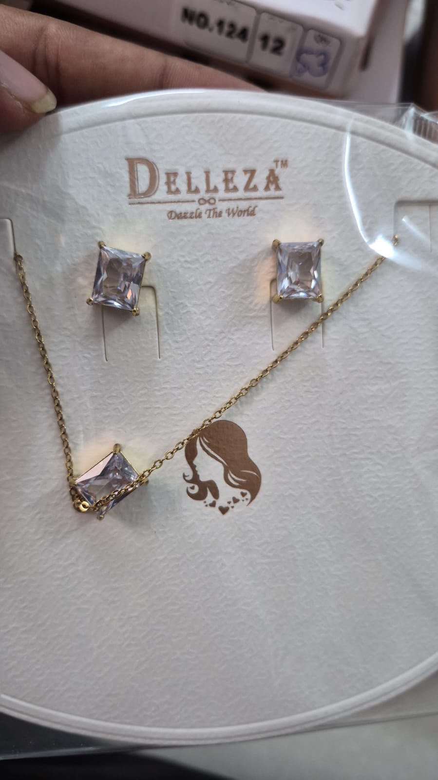 emerald-cut cubic zirconia pendant necklace and earring