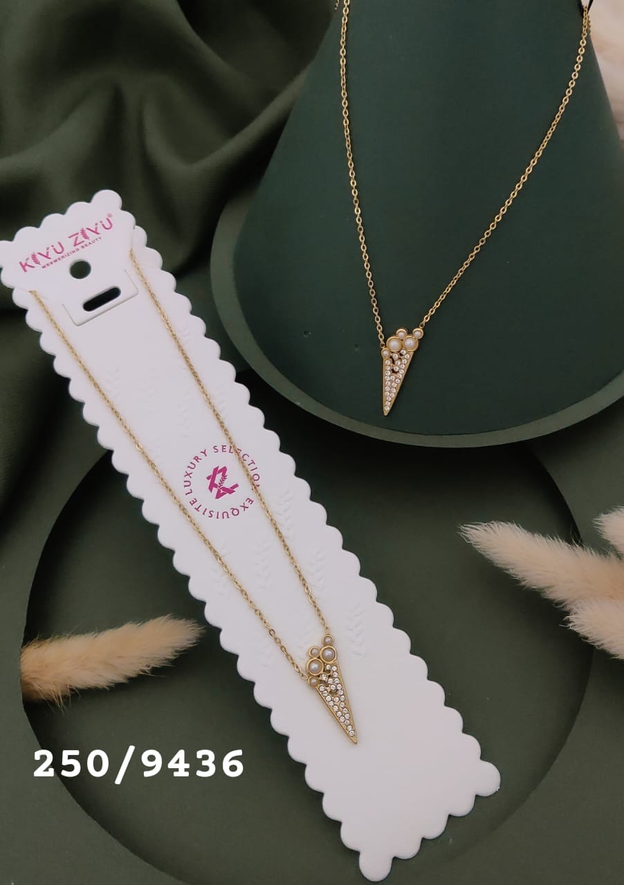 Pearl Triangle Charm Anti-Tarnish Necklace