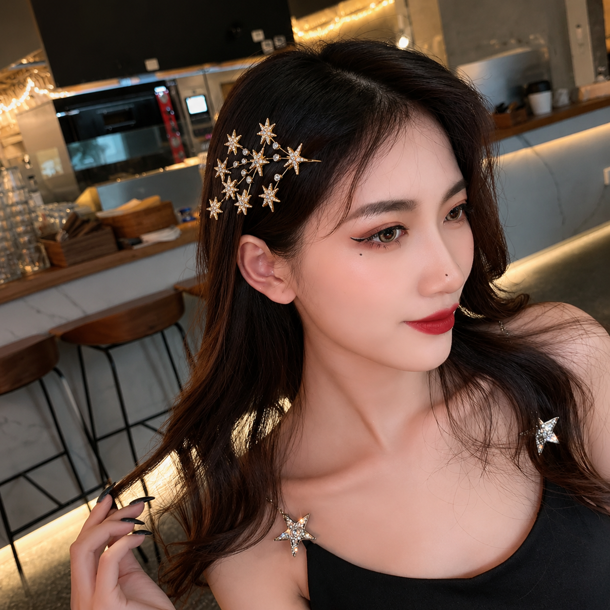 Golden Diamond Hair Clips Set Of 2