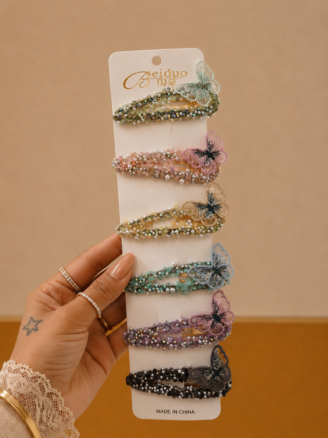 Set of 6 pcs crystal Korean hair pin