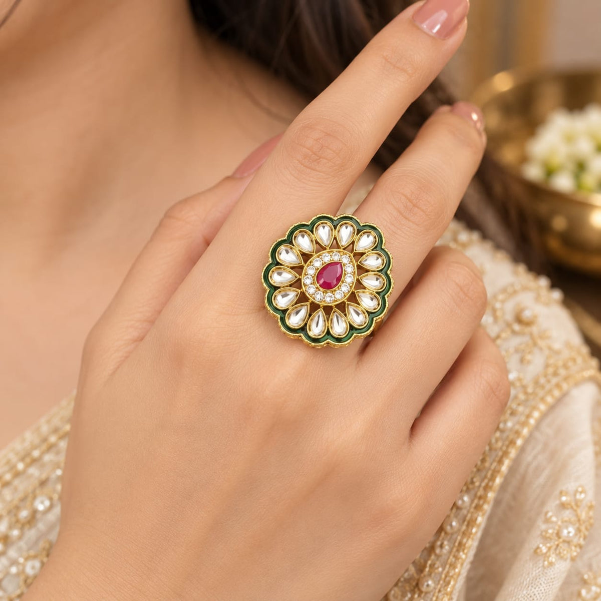 Traditional kundan ring