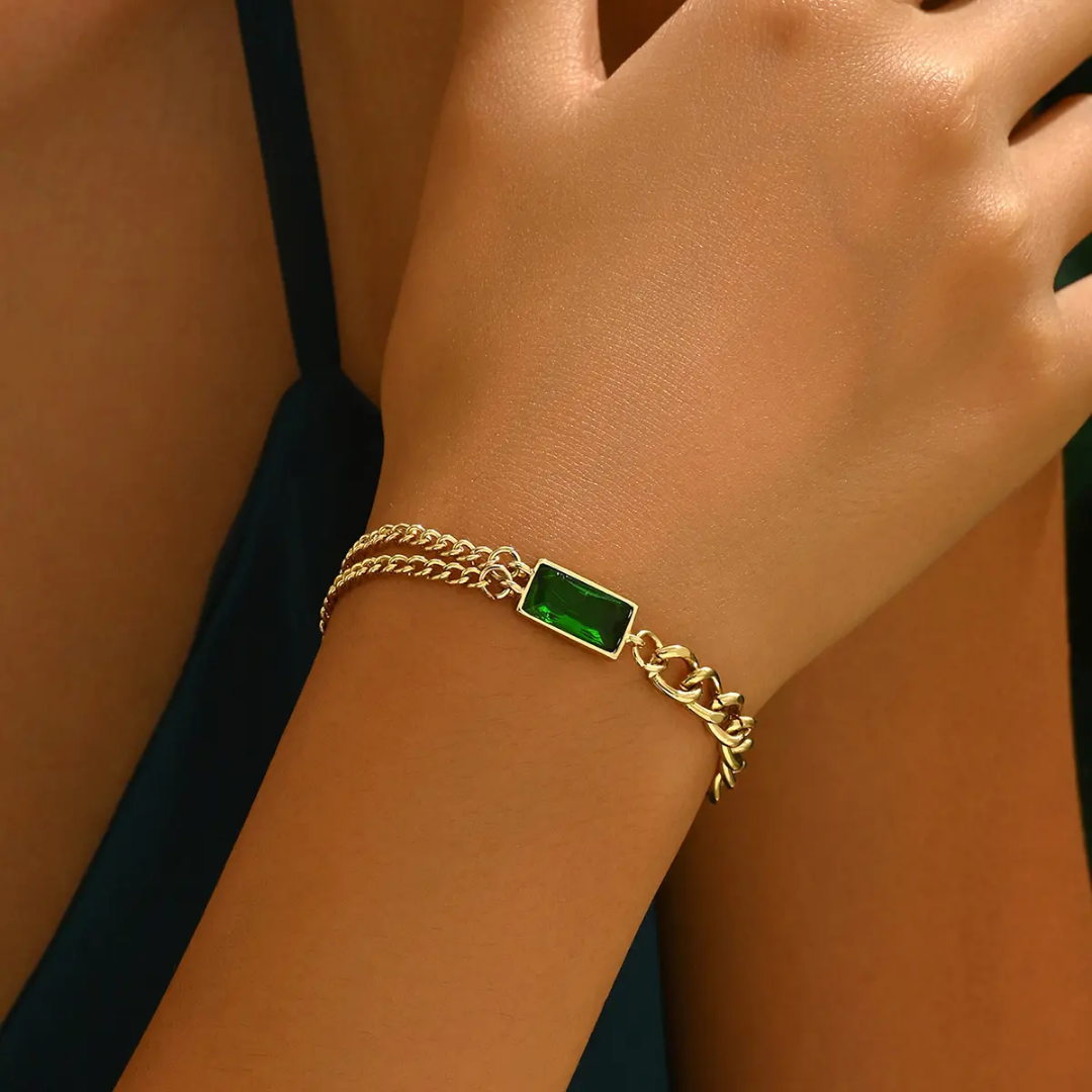 Green Chain Bracelet Stainless Steel Bracelet for women & girl