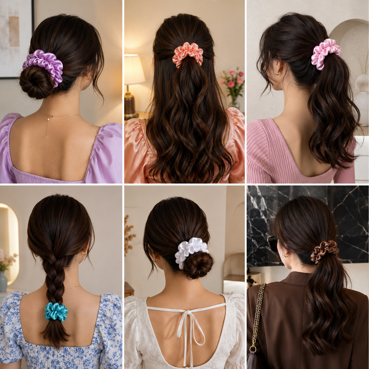 Trendy Hair Scrunchies Set of 6