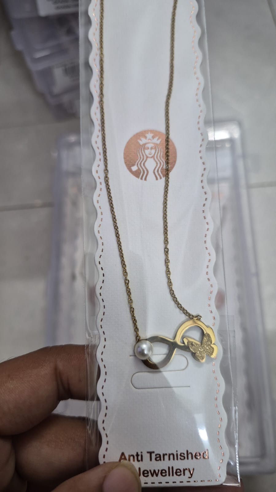 Infinity Pendant Necklace with butterfly anti tarnished