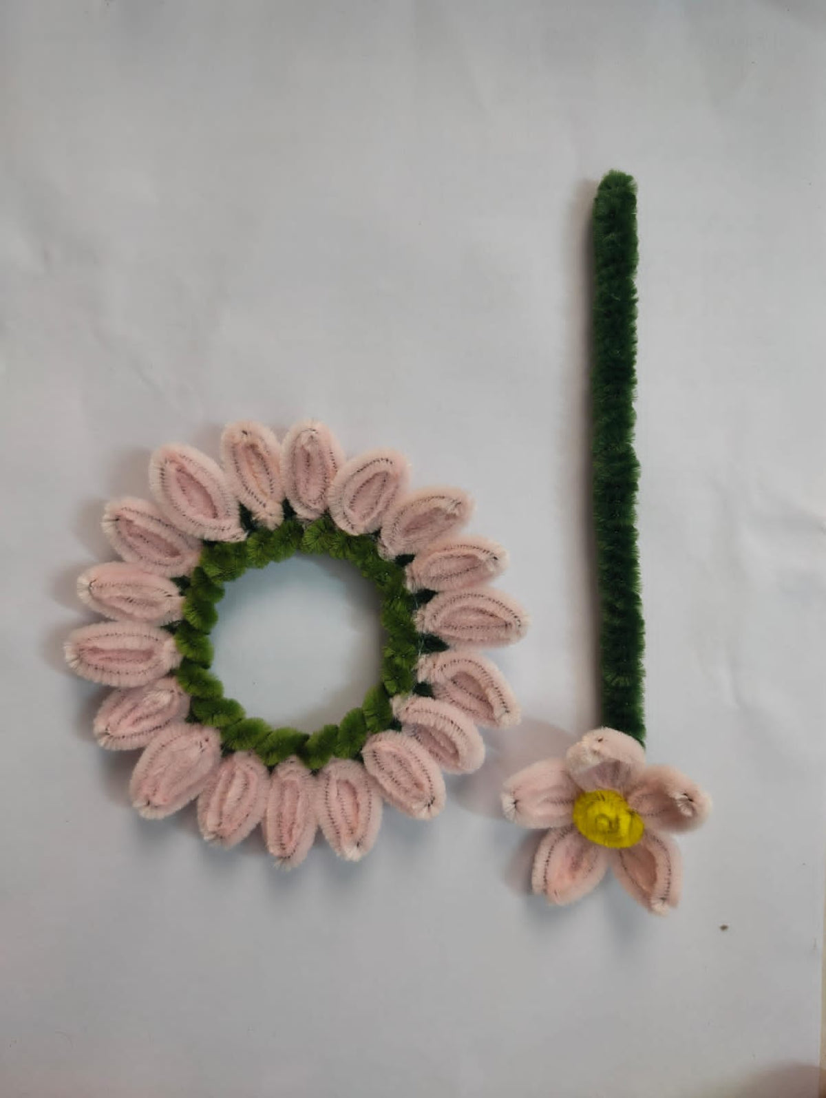 Light Pink Pipe Cleaner Flower Hair Bun Stick