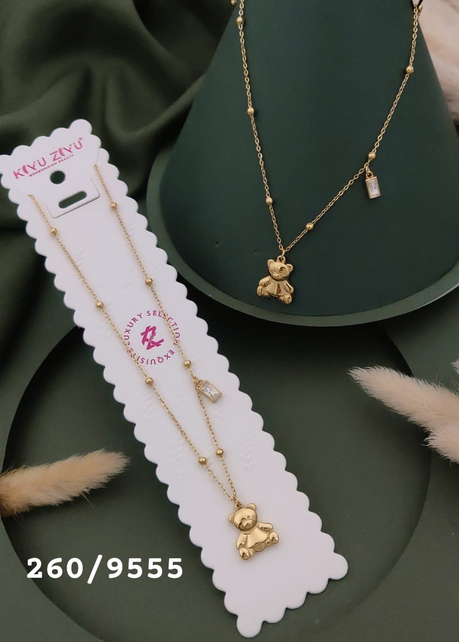Teddy Charm Anti-Tarnish Necklace