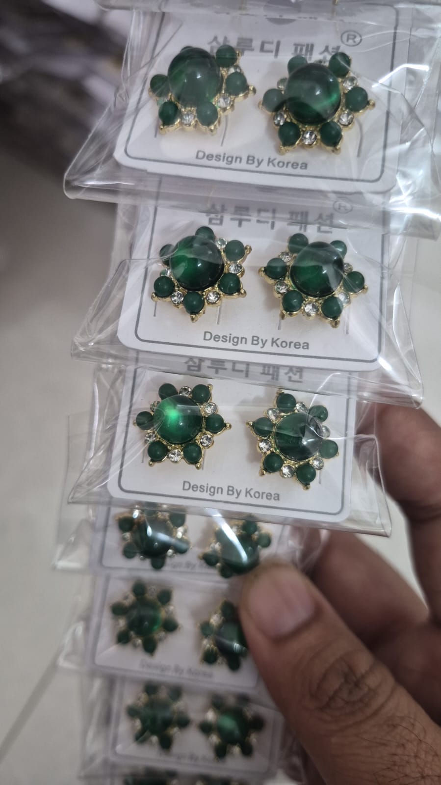 Women Green Floral Stud Earrings | Gold Plated