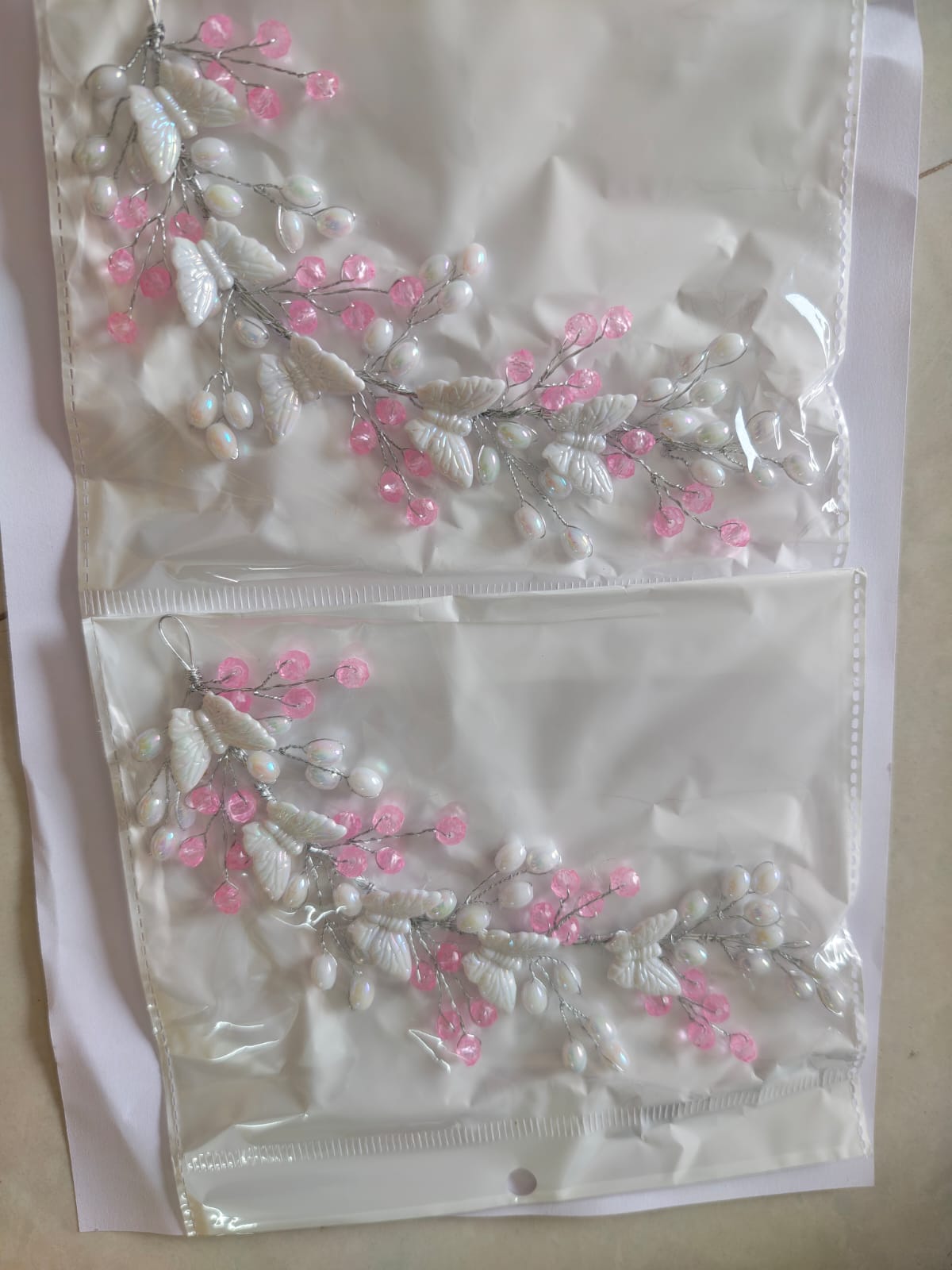 Butterfly pearl hair broach set of 2 pcs