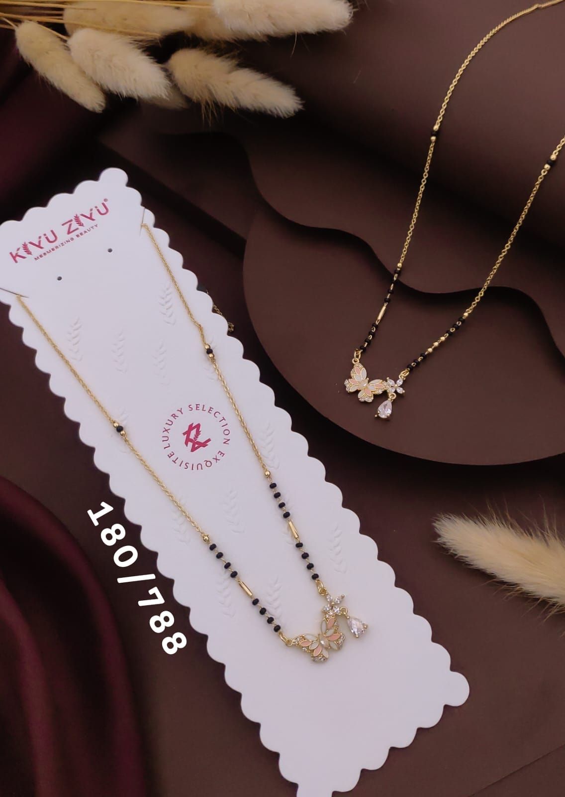 butterfly with teardrop stone drop mangalsutra only pendant anti tarnished