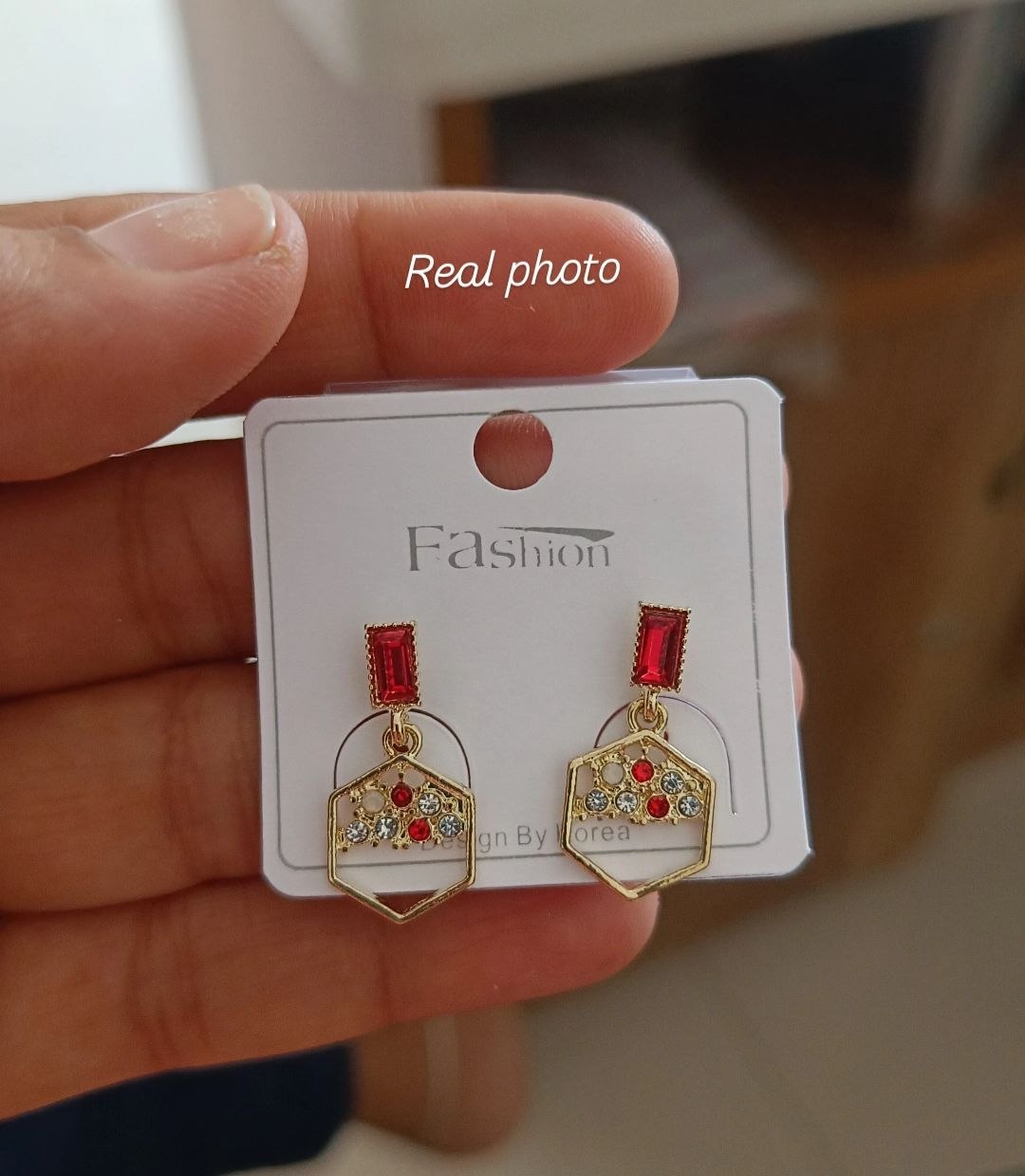 Korean Red Stone Earring