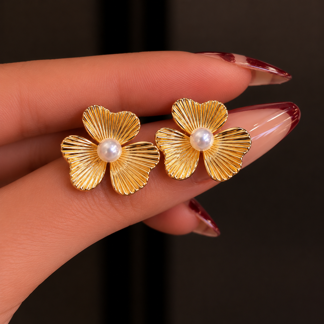 Korean Fashion Golden Flower Earring
