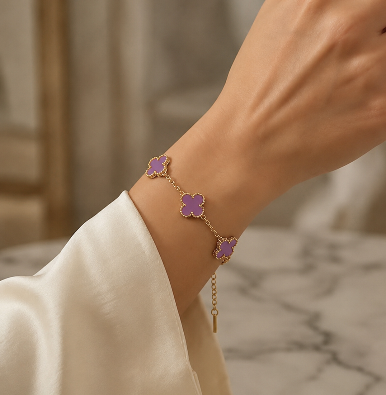 Anti-Tarnish Clover Charm Bracelet
