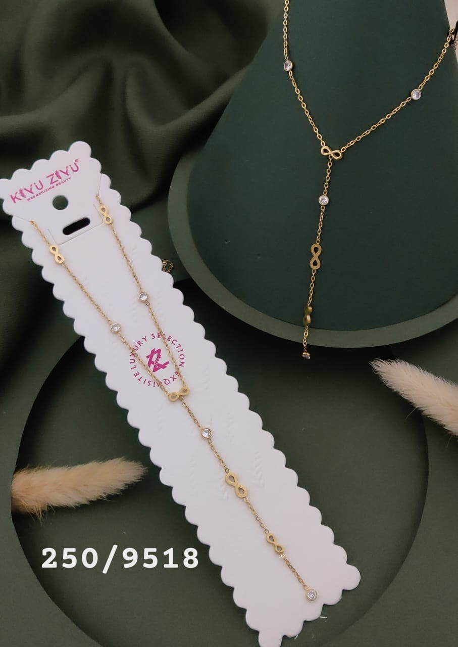 Anti Tarnish Infinity Charm Drop Necklace