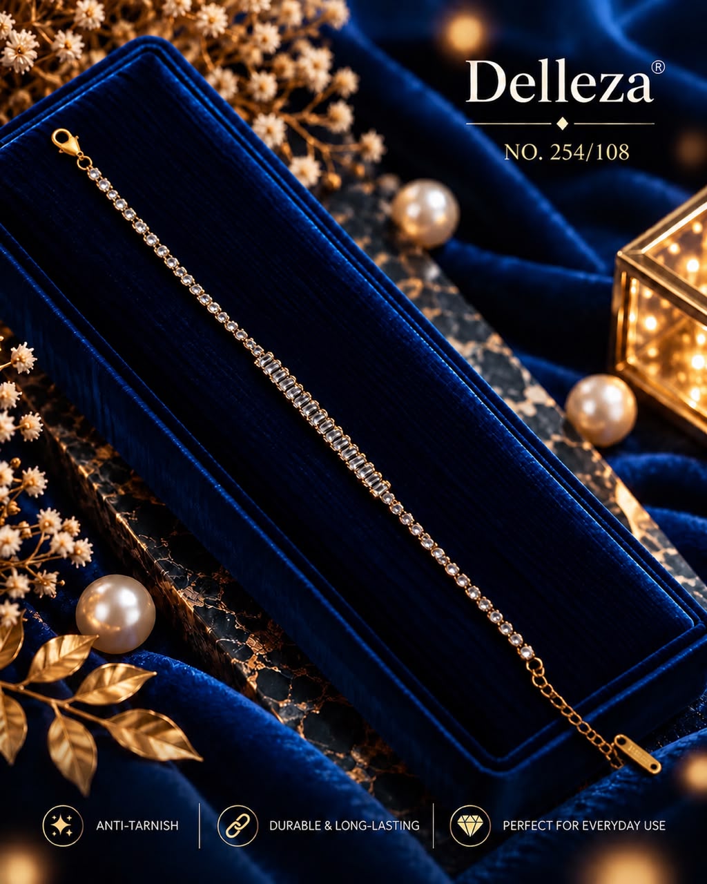 Baguette-Center Crystal Tennis Bracelet