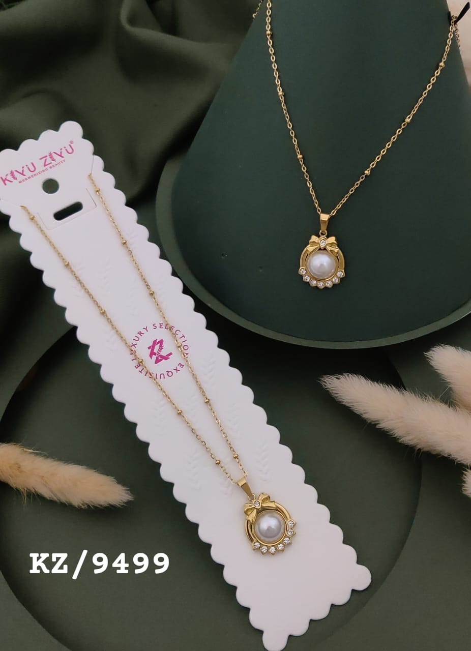 Pearl Bow Charm Anti-Tarnish Necklace