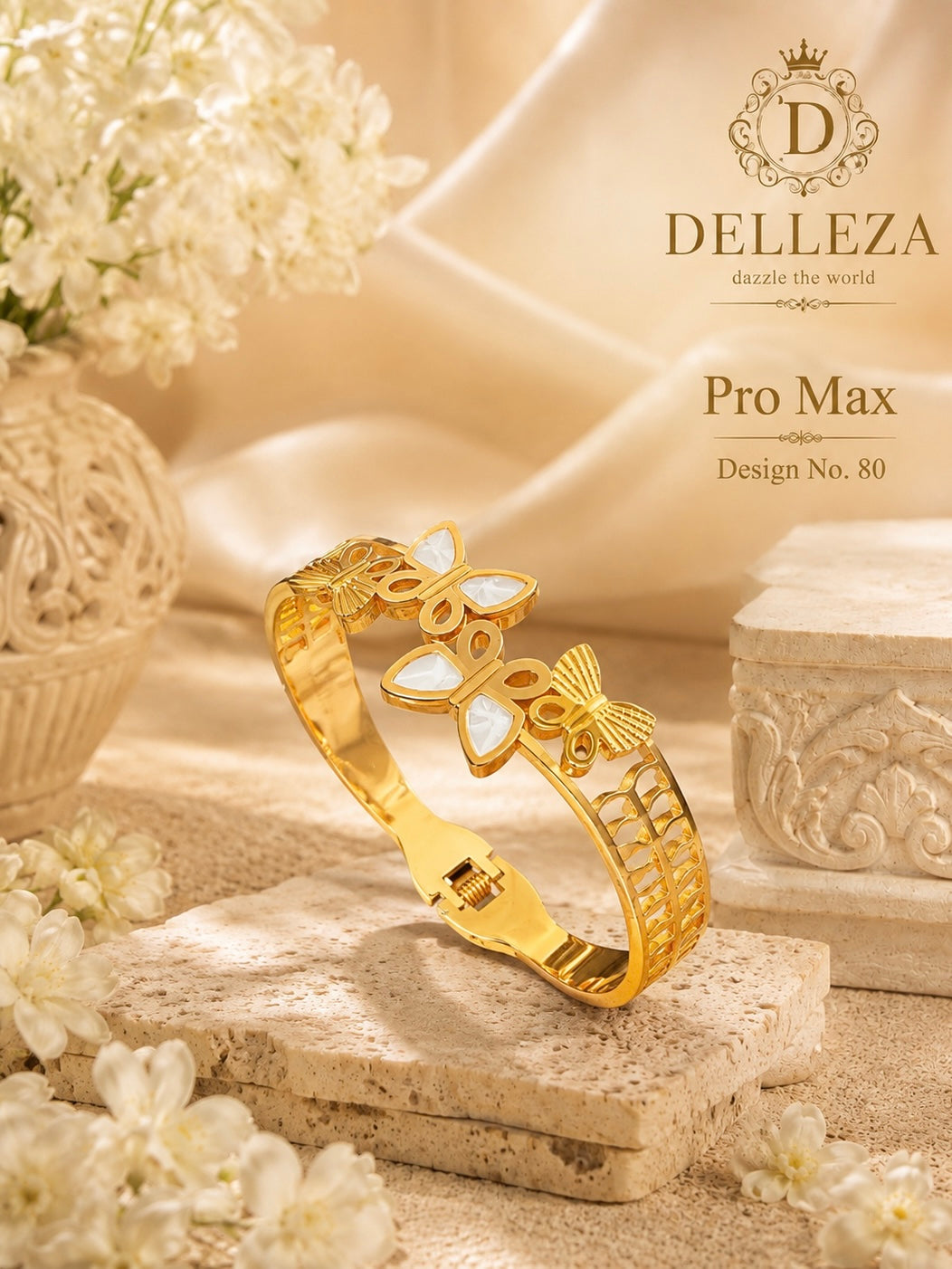 Elegant Butterfly Design anti tarnished kada regular size