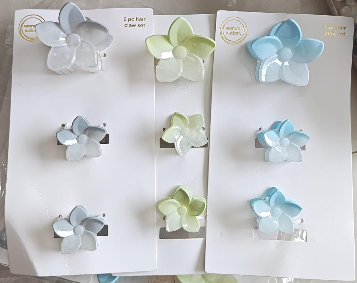 set of 9 pcs five-petal floral design hair claw