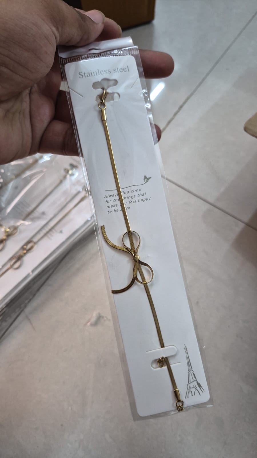 Golden Bow Design adjustable chain Bracelet