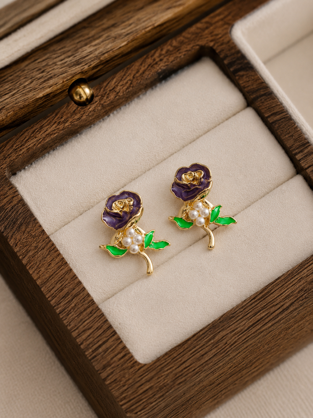 Korean Design Cute Rose Flower Colourful Earring