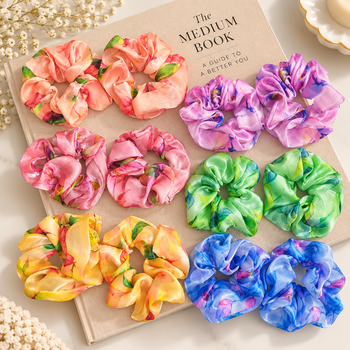 Set of 12 pcs multicolor hair scrunchies