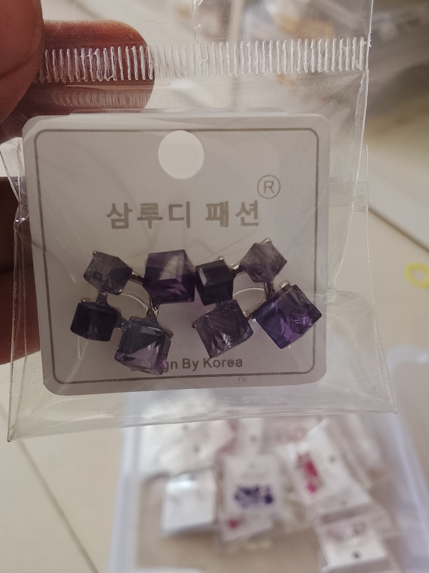 Korean Cube Crystal Earrings