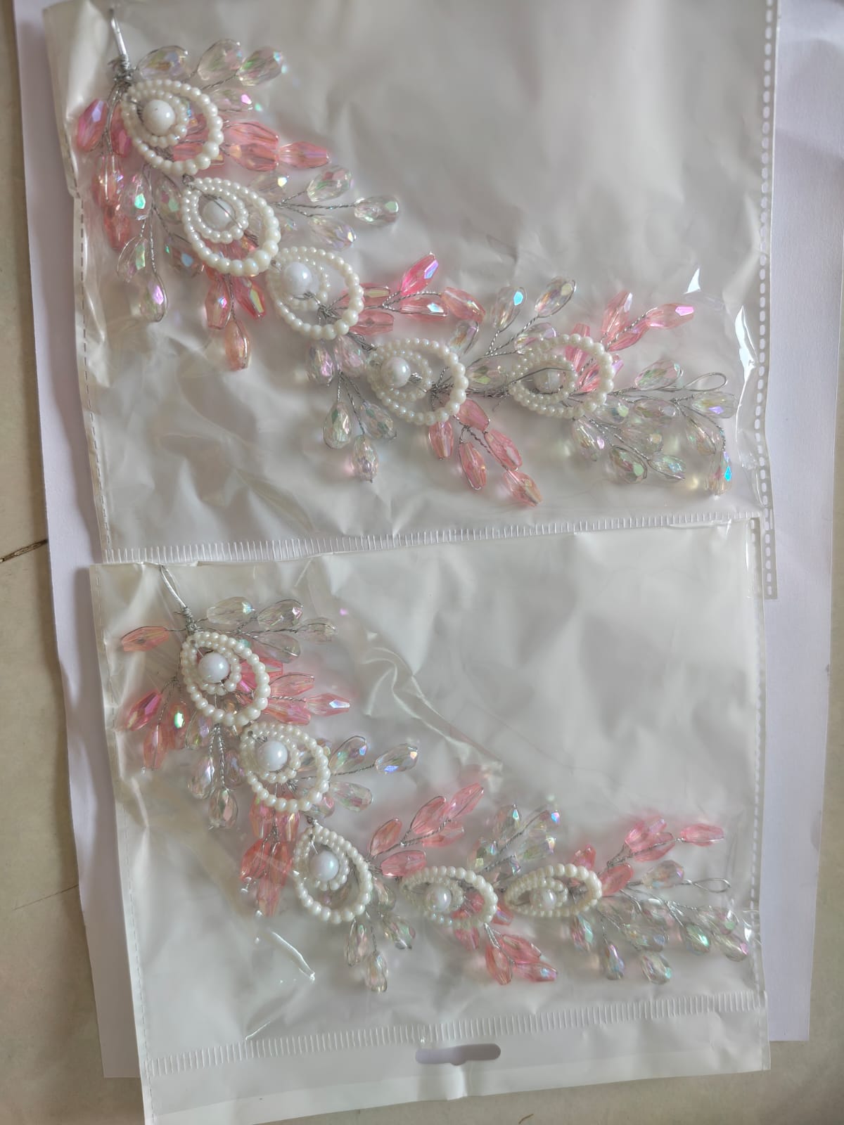 Pink pearl hair broach set of 2 pcs