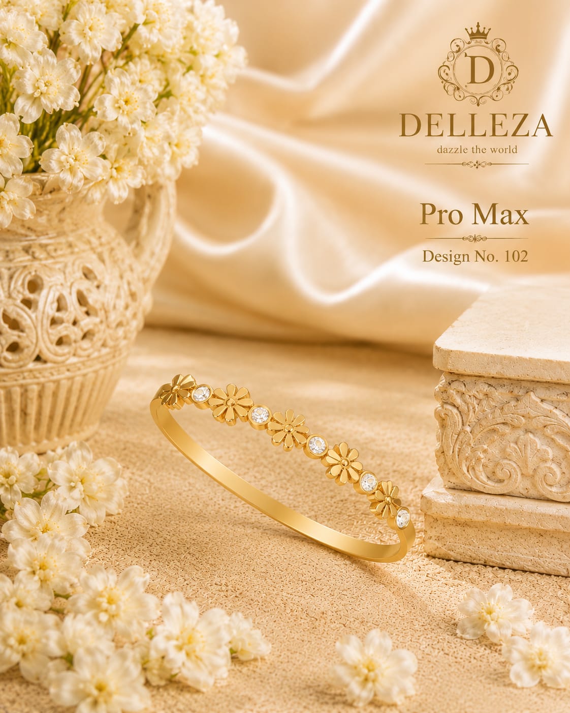 Daisy Flower anti tarnished kada regular size