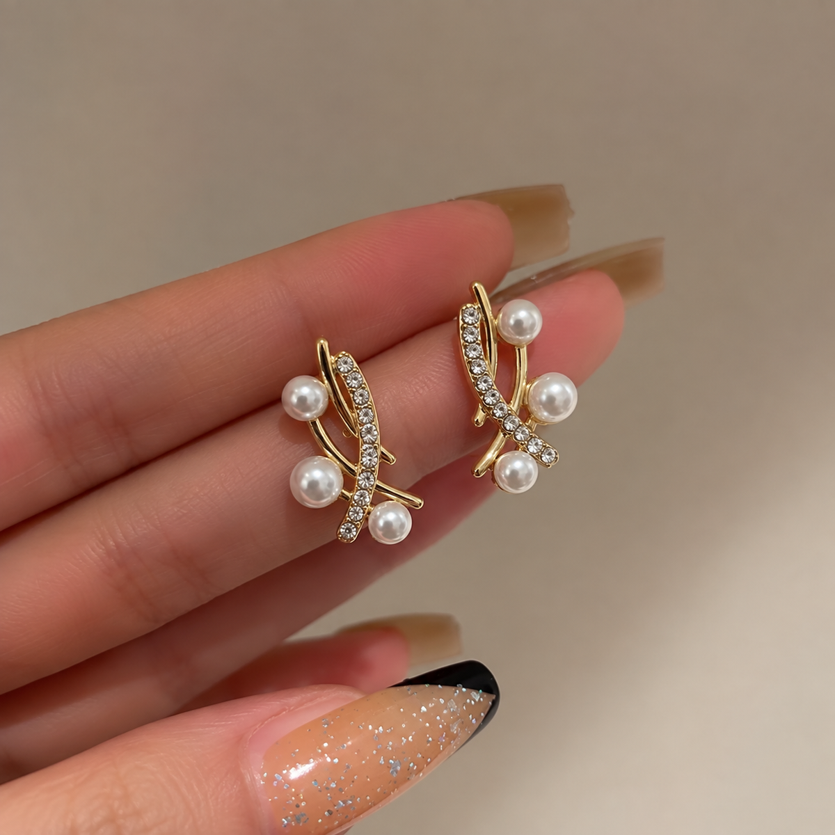 High End Pearl Earring Cross Temperament Earring