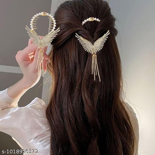 Angel Wing Pearl Tassel Hair Comb