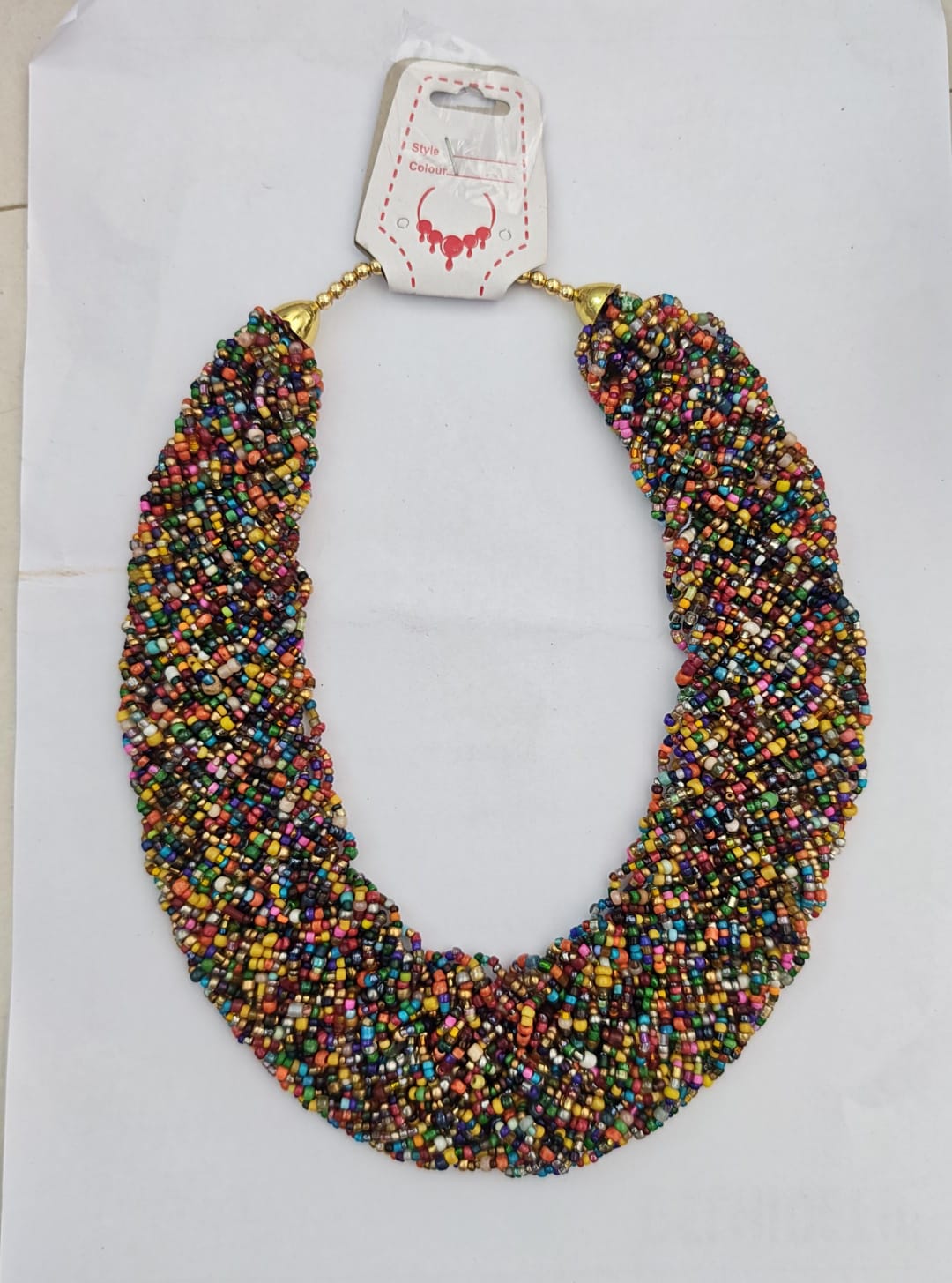 multi-strand braided seed bead fashion choker necklace