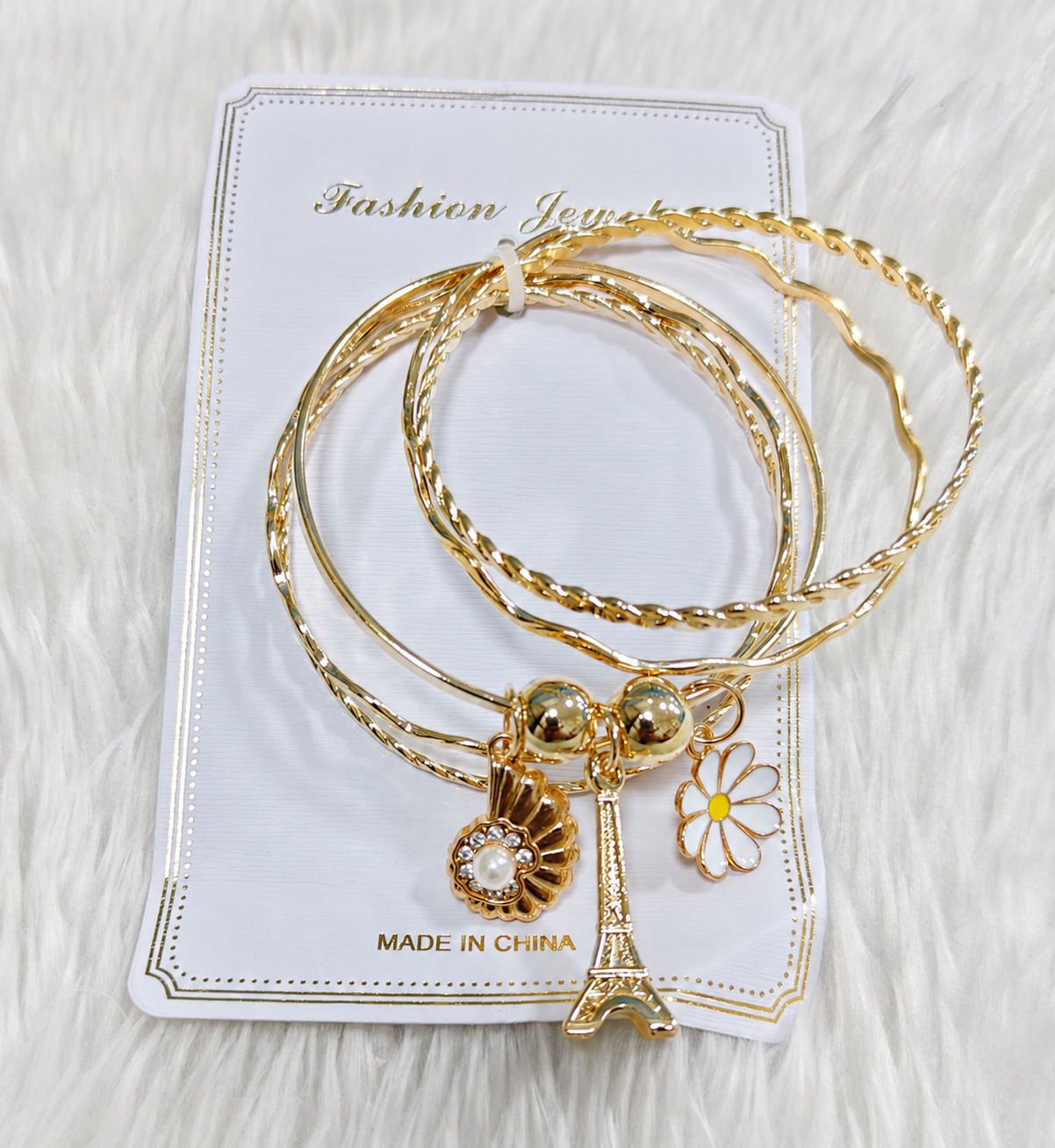 Multilayer charm regular size Gold Plated Bracelet