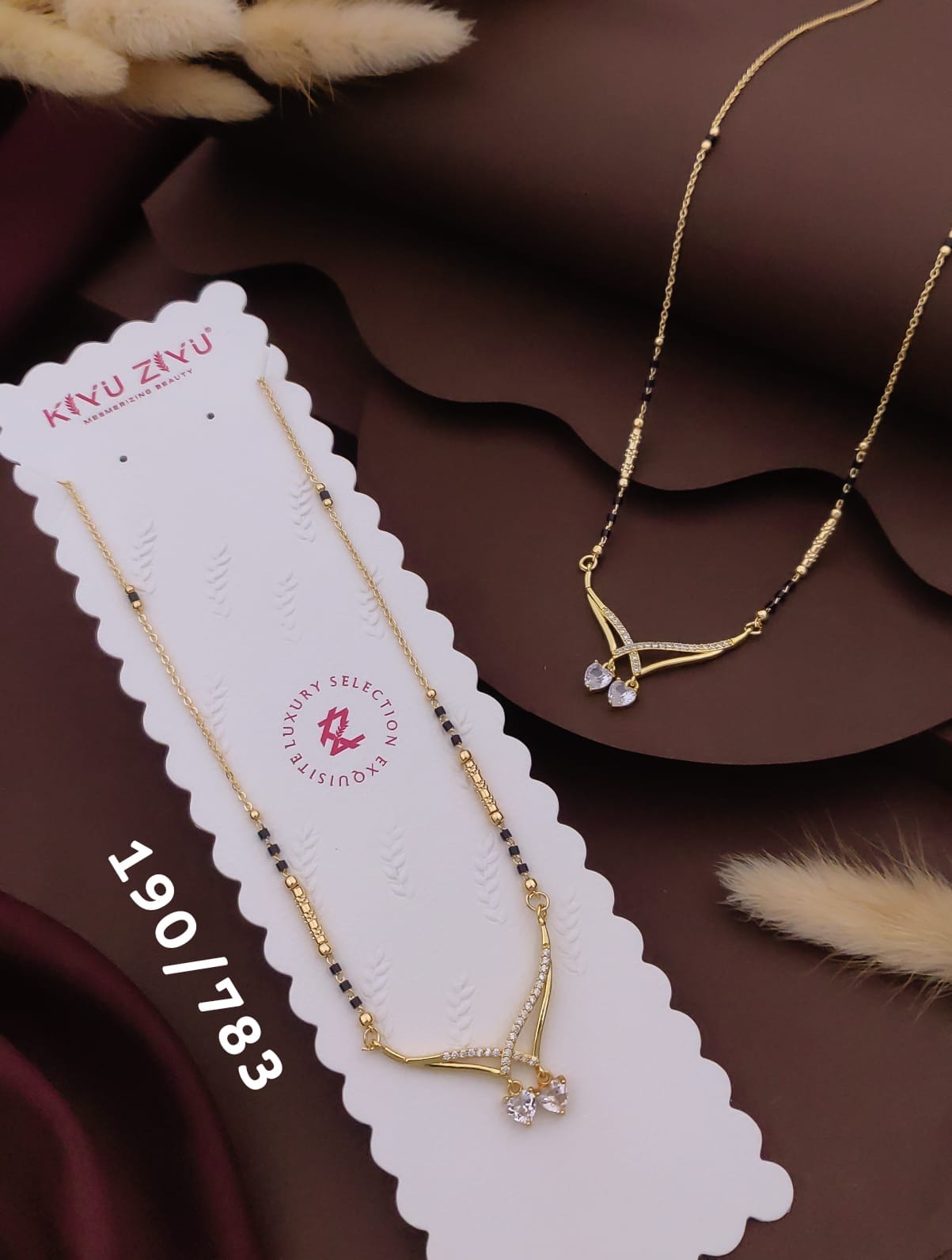 dual heart-shaped hanging charm mangalsutra only pendant anti tarnished