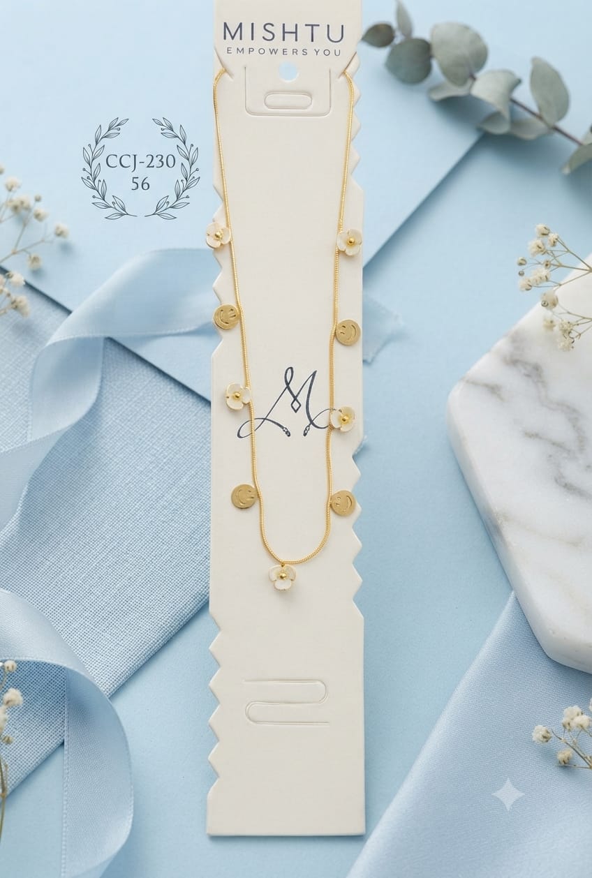 Gold-Tone Dainty Floral Charm Necklace