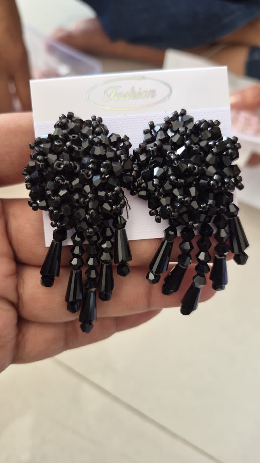 Premium Black Crystal Pearl Cluster Drop Earrings
