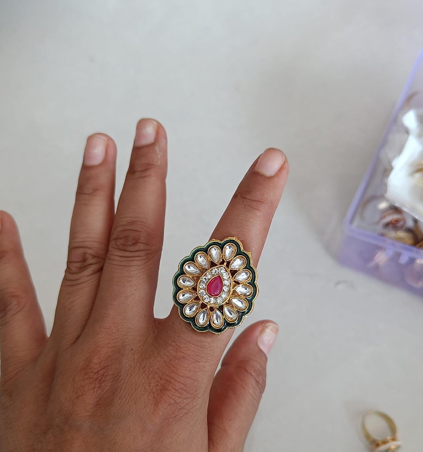 Traditional free size women ring