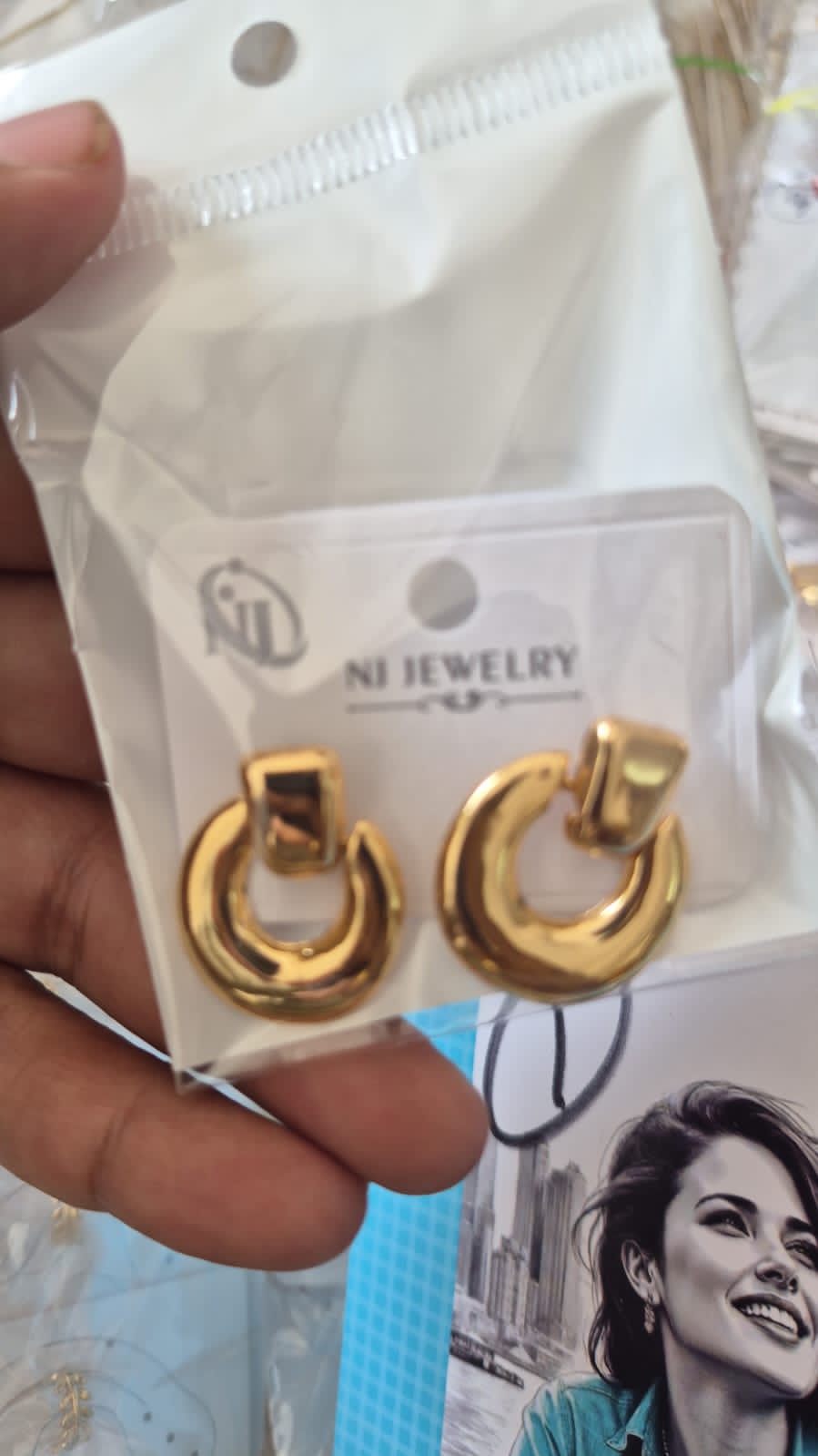 Anti-Tarnish Crescent Hoop Drop Earrings