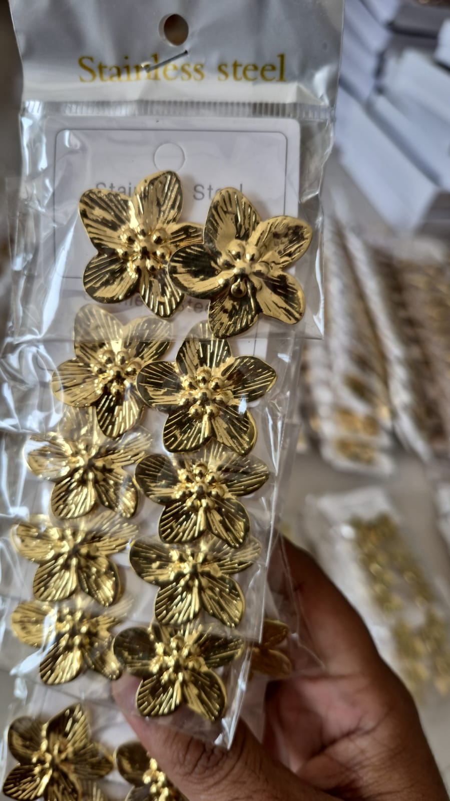 gold-plated five-petal flower stud earring anti tarnished