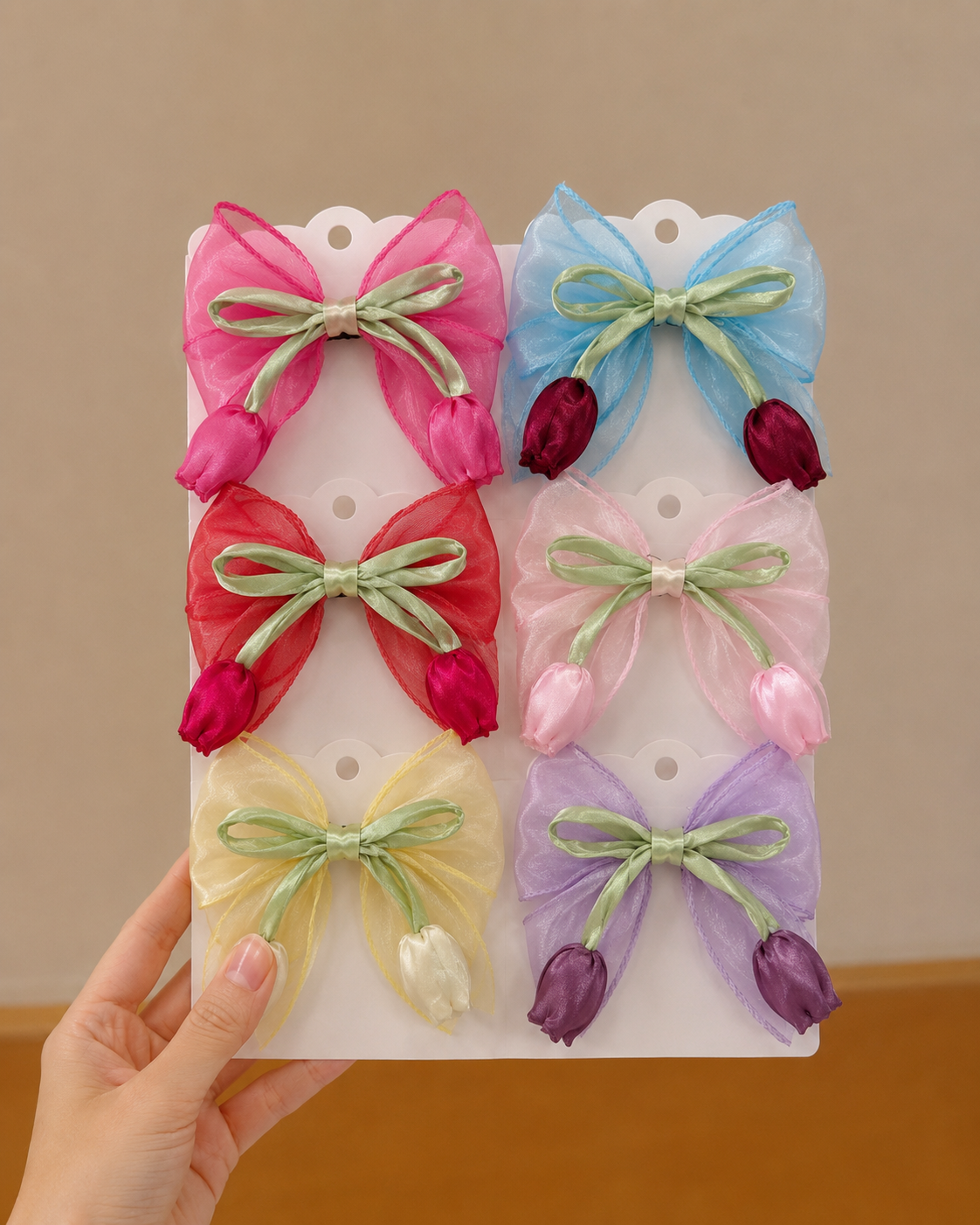 Tulip bow clip set of 6