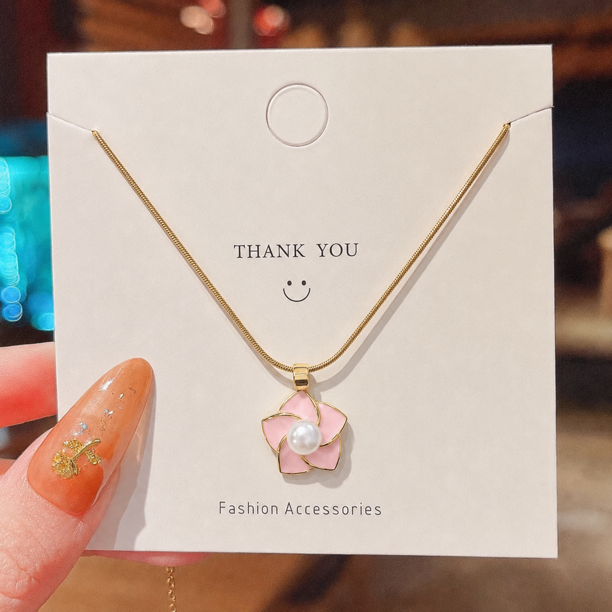 Anti tarnished rose pearl necklace