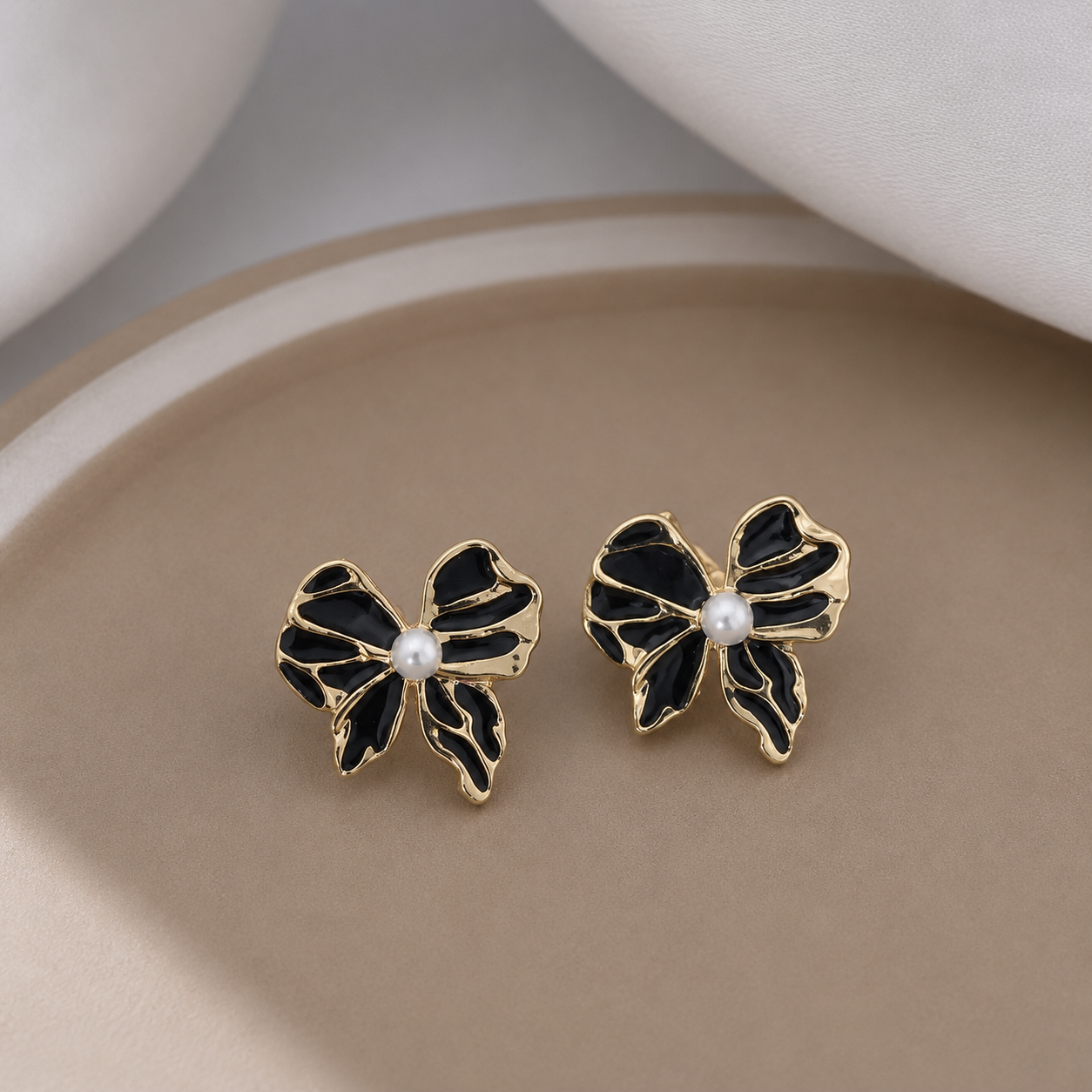 Korean Design Cute Black Bow Earring