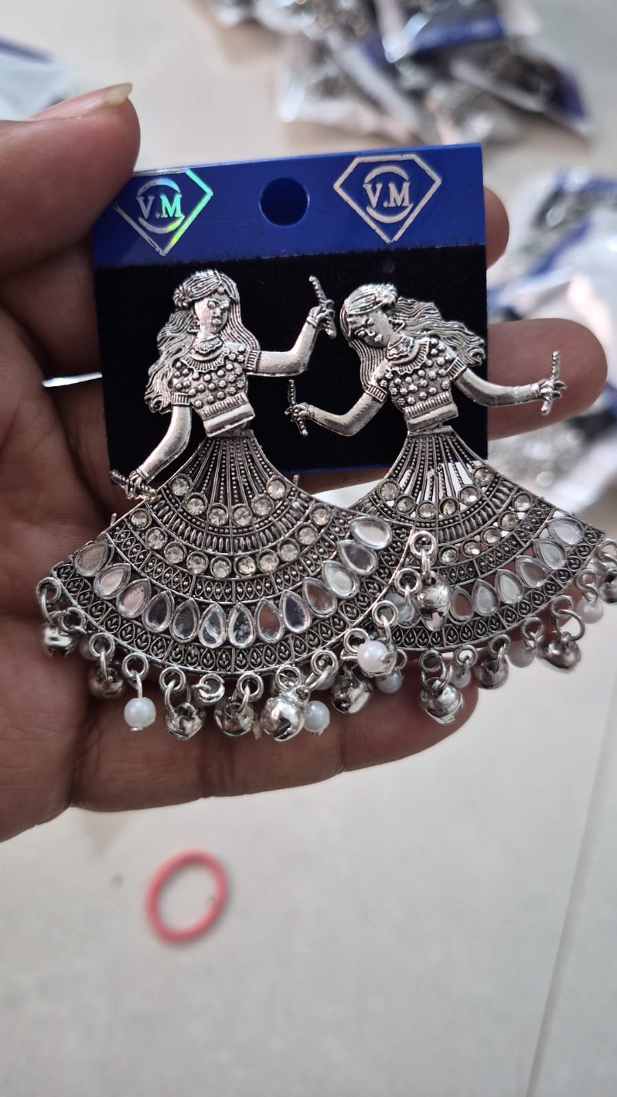 Navratri Oxidized Silver Garba Dandiya Earring