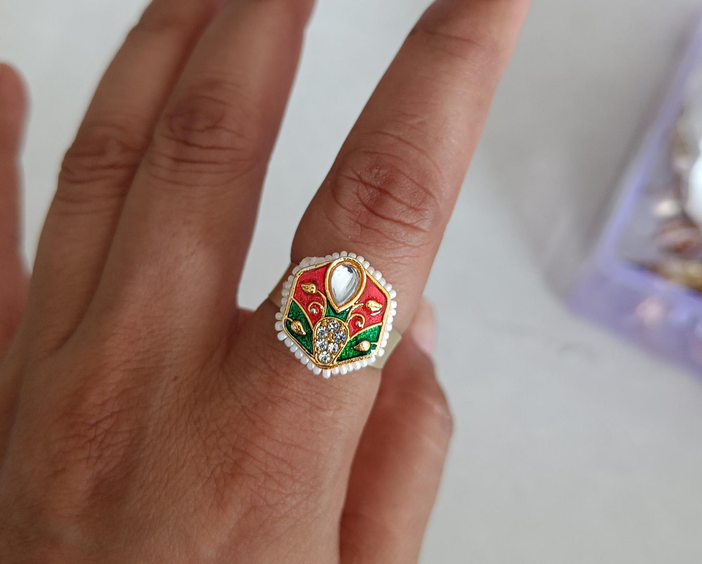 Traditional free size women ring