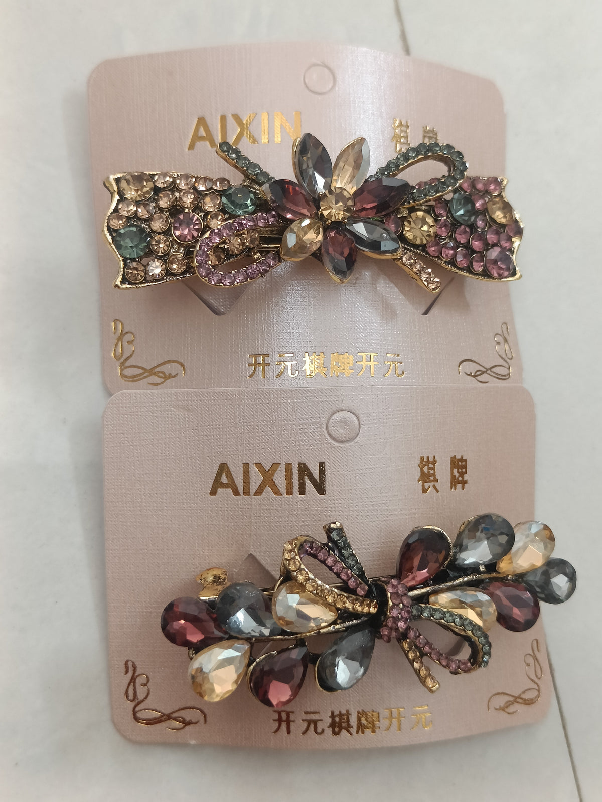 Crystal Bow Metal Hair Clips – Set of 2