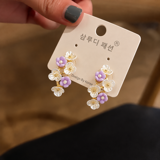 Korean Pastel Floral Loop Earrings